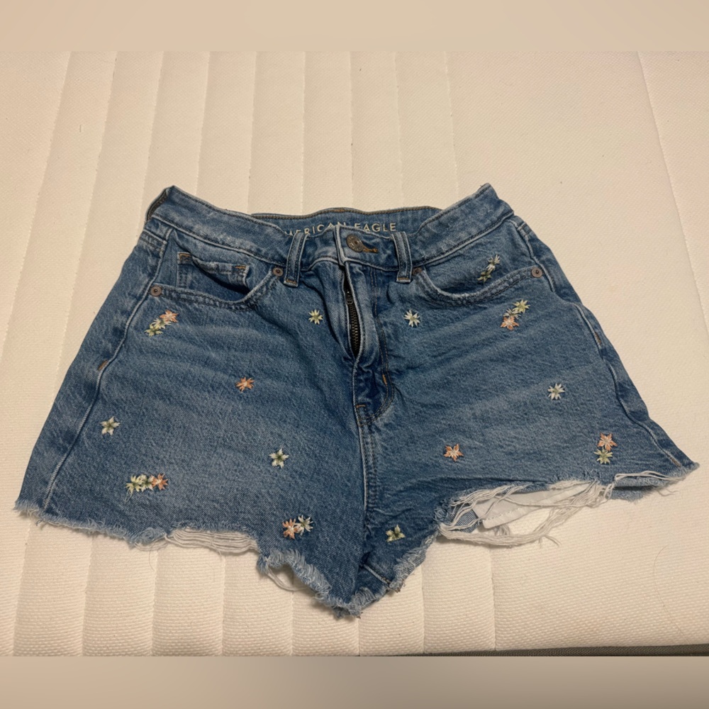 American Eagle Outfitters Women’s Floral Embroidered Denim Shorts